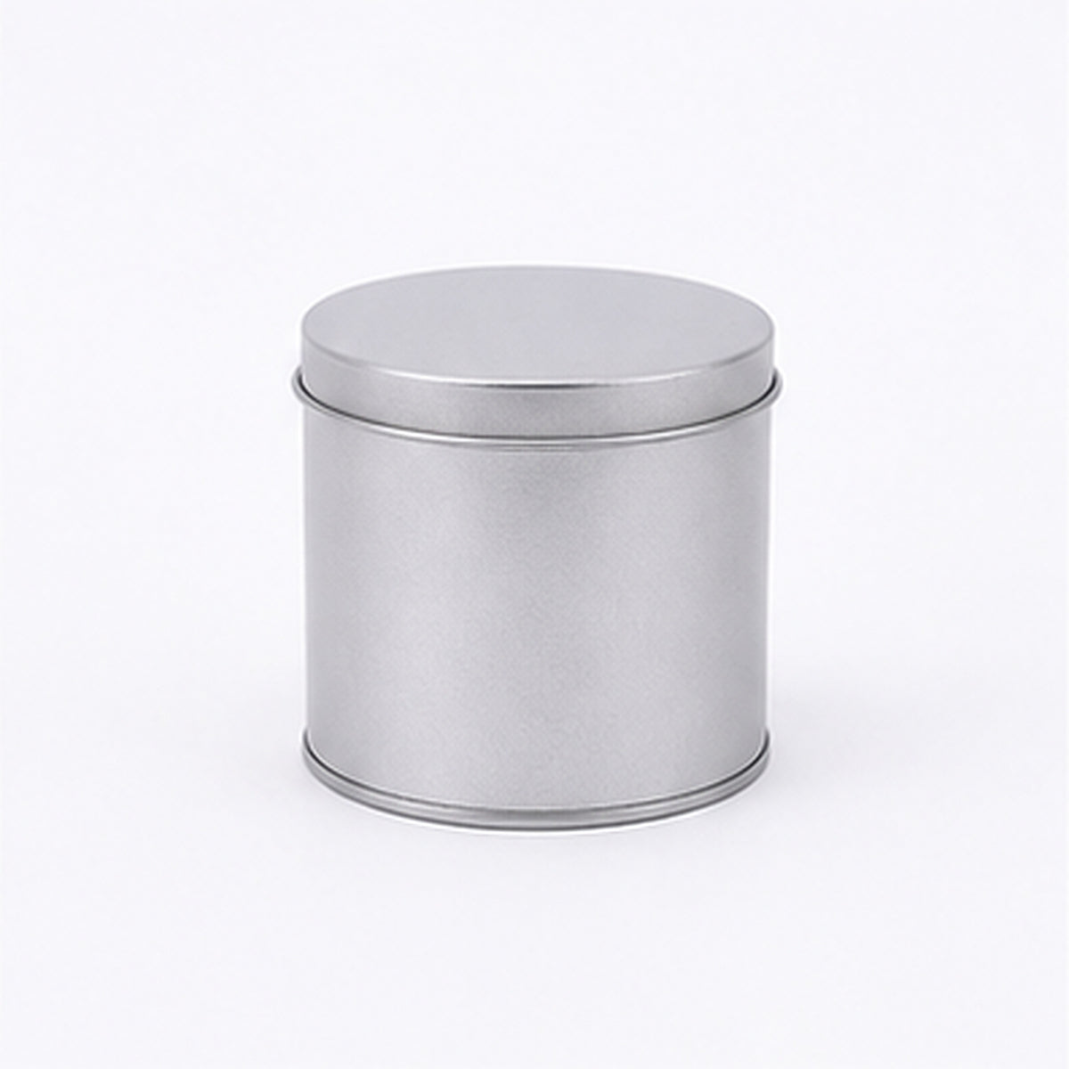 Silver round tin can with flat lid, 65 x 60 mm reference