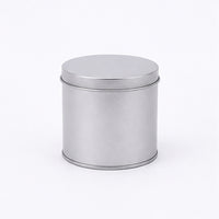 Silver round tin can with flat lid, 65 x 60 mm reference