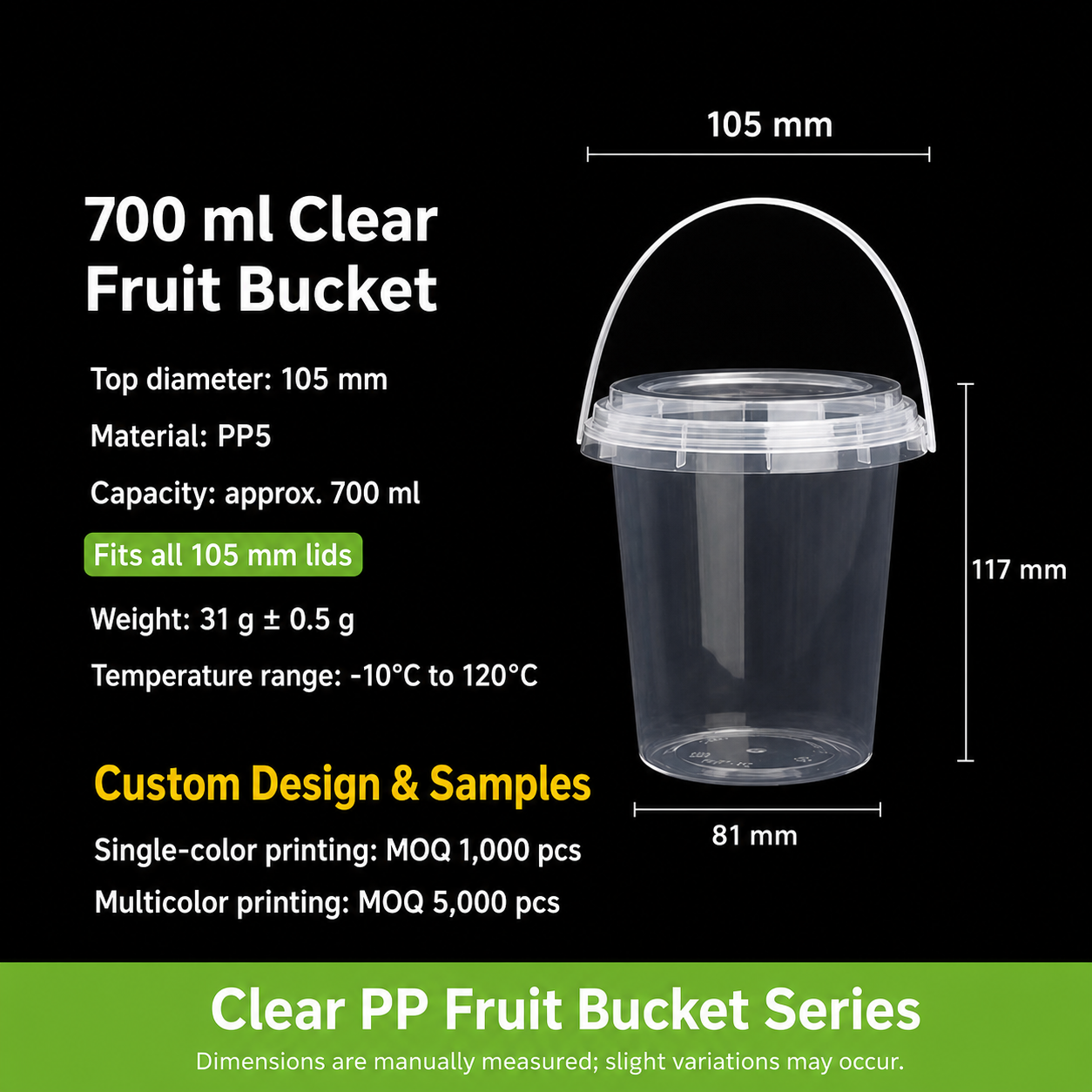 Clear Plastic Fruit Bucket with Handle