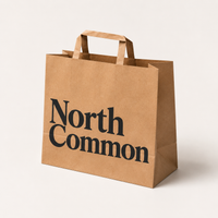 Custom Flat Handle Kraft Paper Shopping Bags with Logo