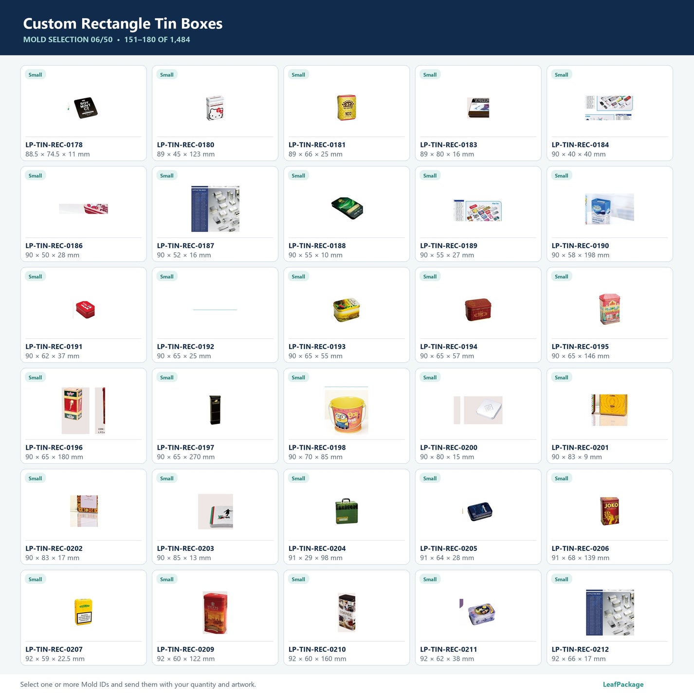 Custom Rectangle Tin Boxes mold selection sheet 6 of 50
