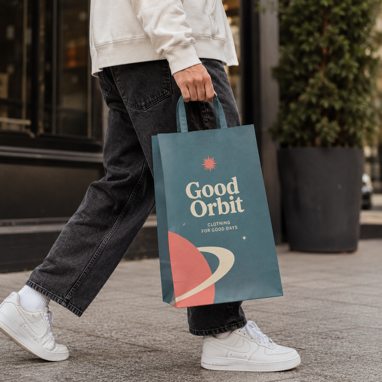 Custom Flat Handle Kraft Paper Shopping Bags with Logo