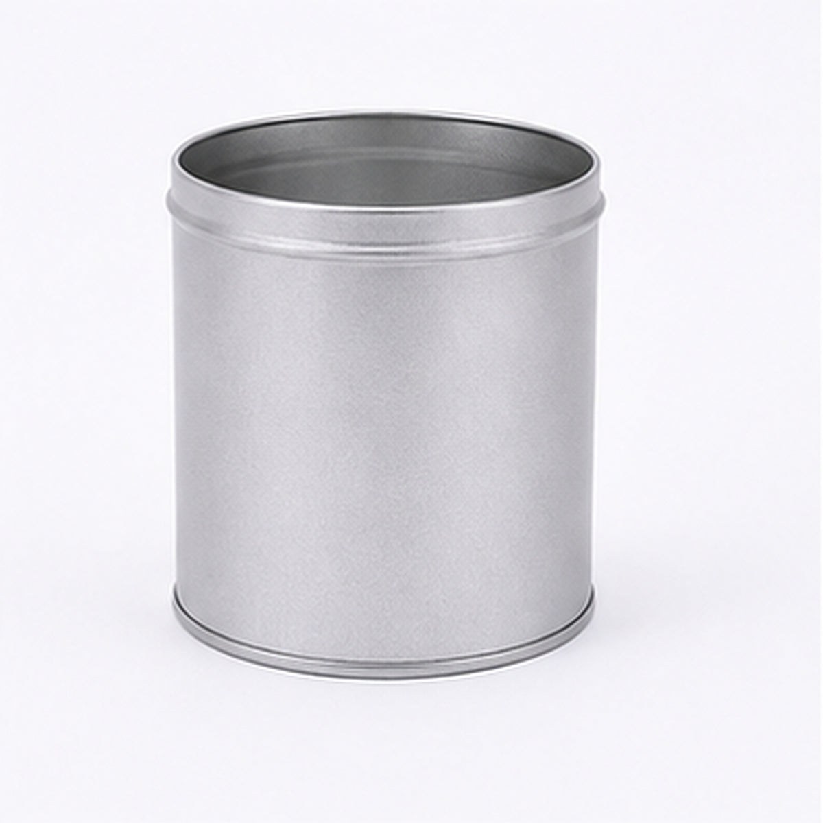Open tall silver round tin with removable lid, 75 x 110 mm reference
