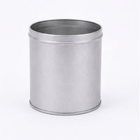 Open tall silver round tin with removable lid, 75 x 110 mm reference