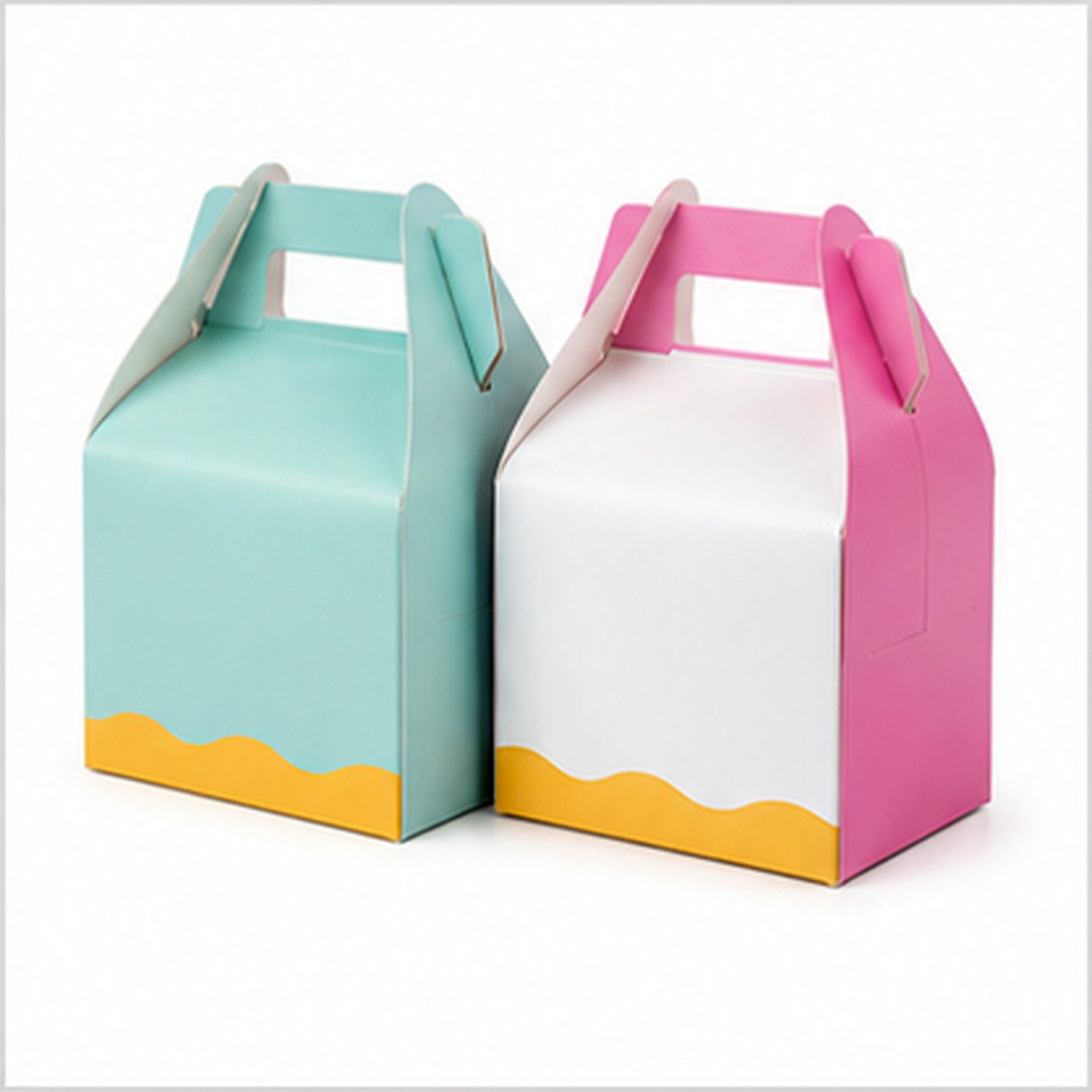 Model No. 2 pastel handled gable cake boxes