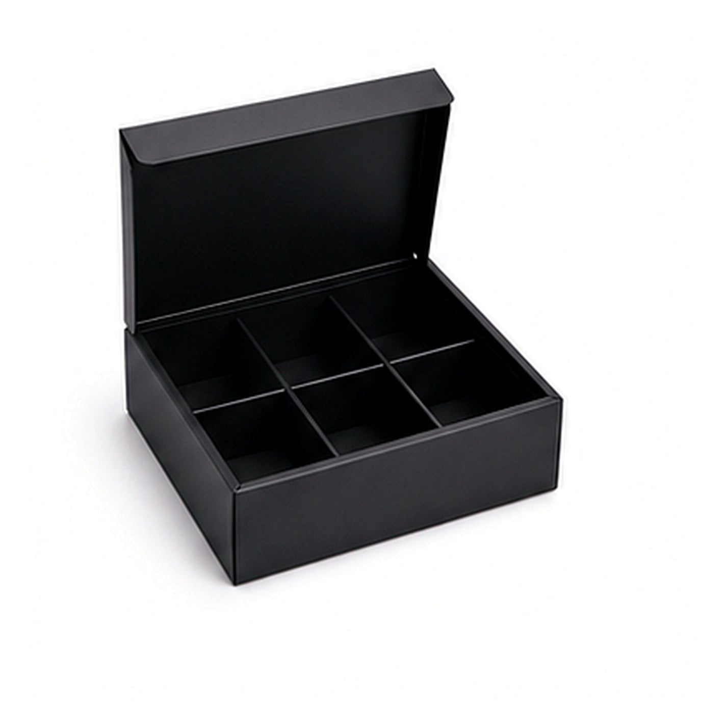 Black luxury flip top gift box with compartments