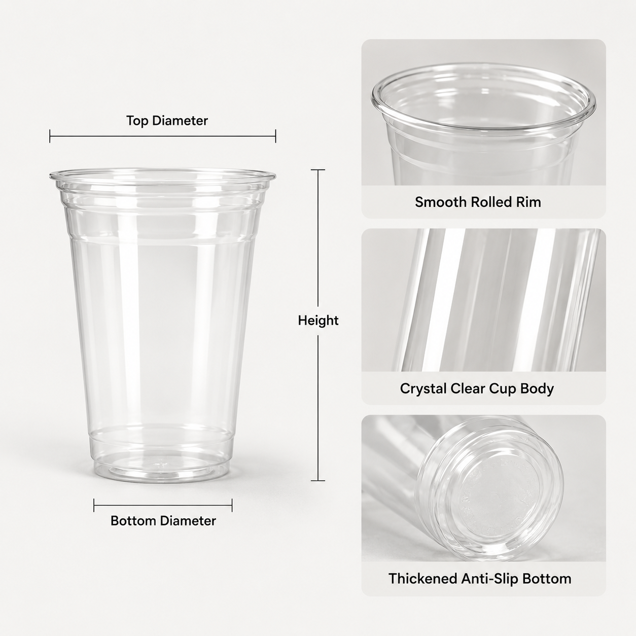 Custom Print Clear PET Plastic Cups with Logo – 98mm Rim