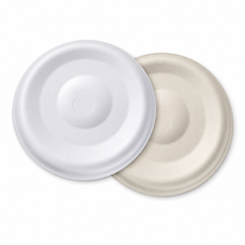 Compostable Sugarcane Fiber Flat Cold Cup Lids – 80mm & 90mm