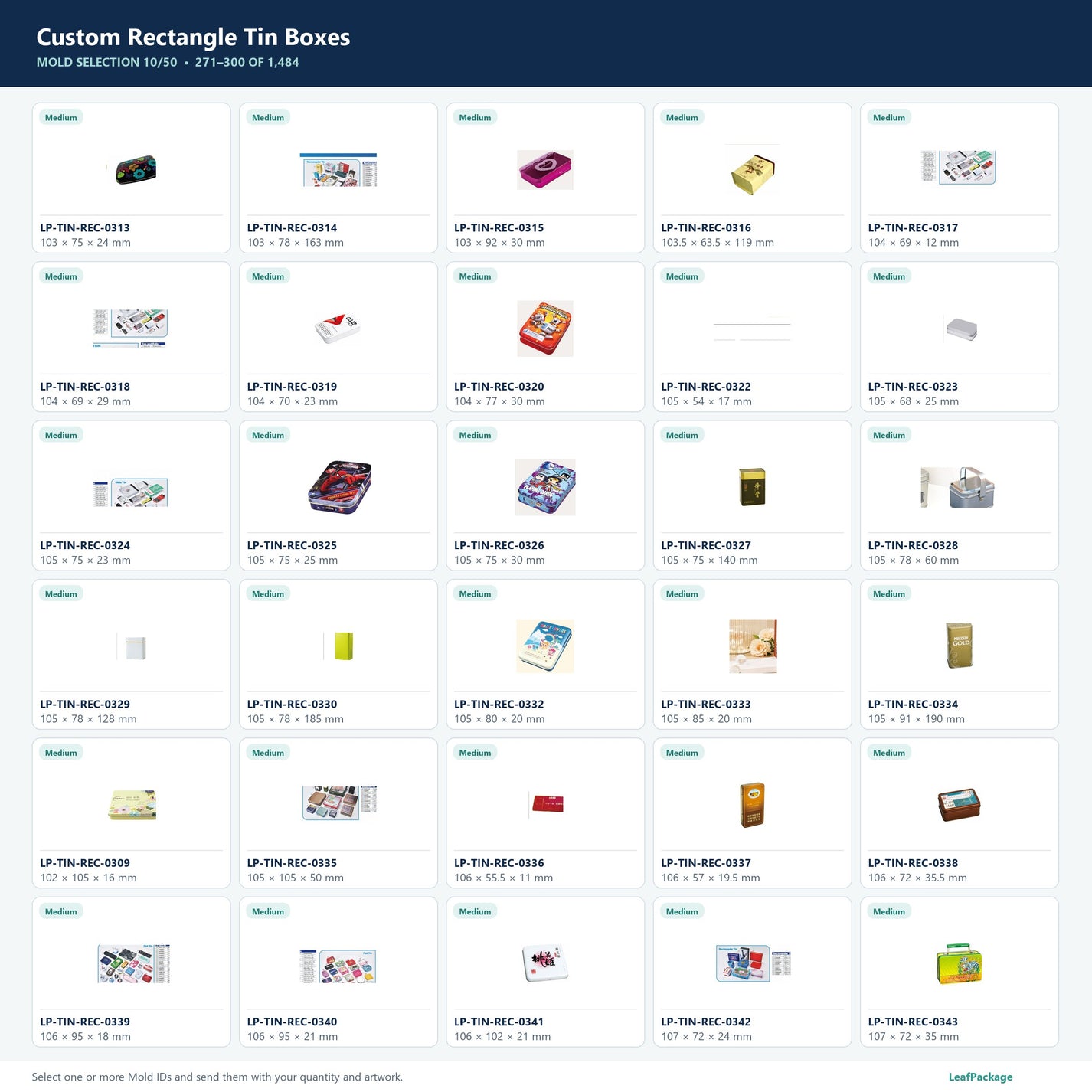Custom Rectangle Tin Boxes mold selection sheet 10 of 50