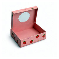 Pink strawberry window flip top paper box
