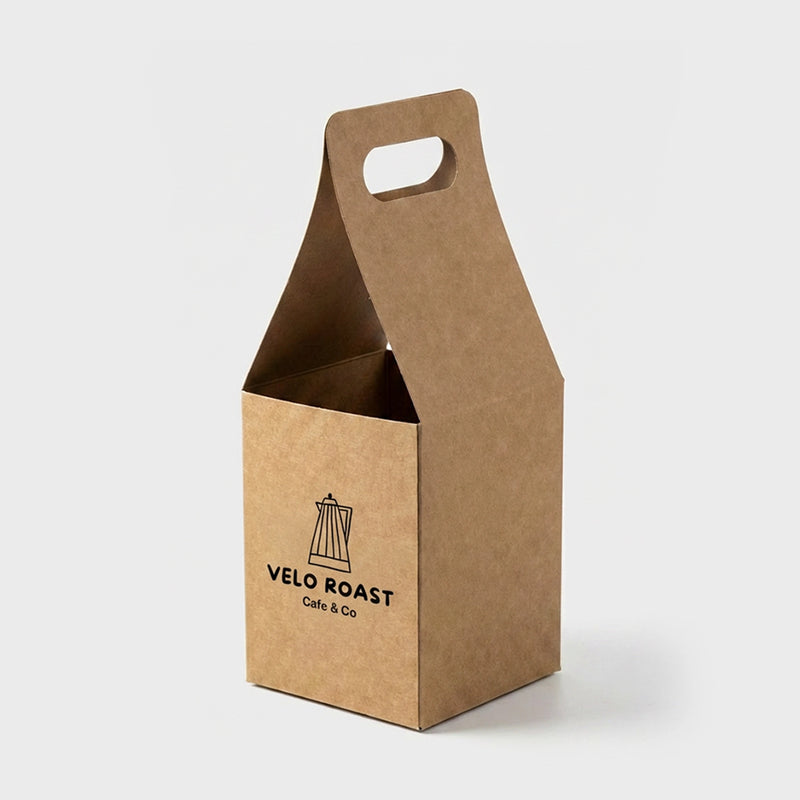 Custom Kraft Single Cup Carrier with Handle