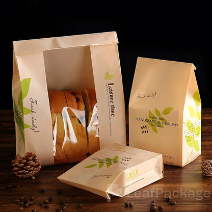 Custom Transparent Window Paper Bread Bags