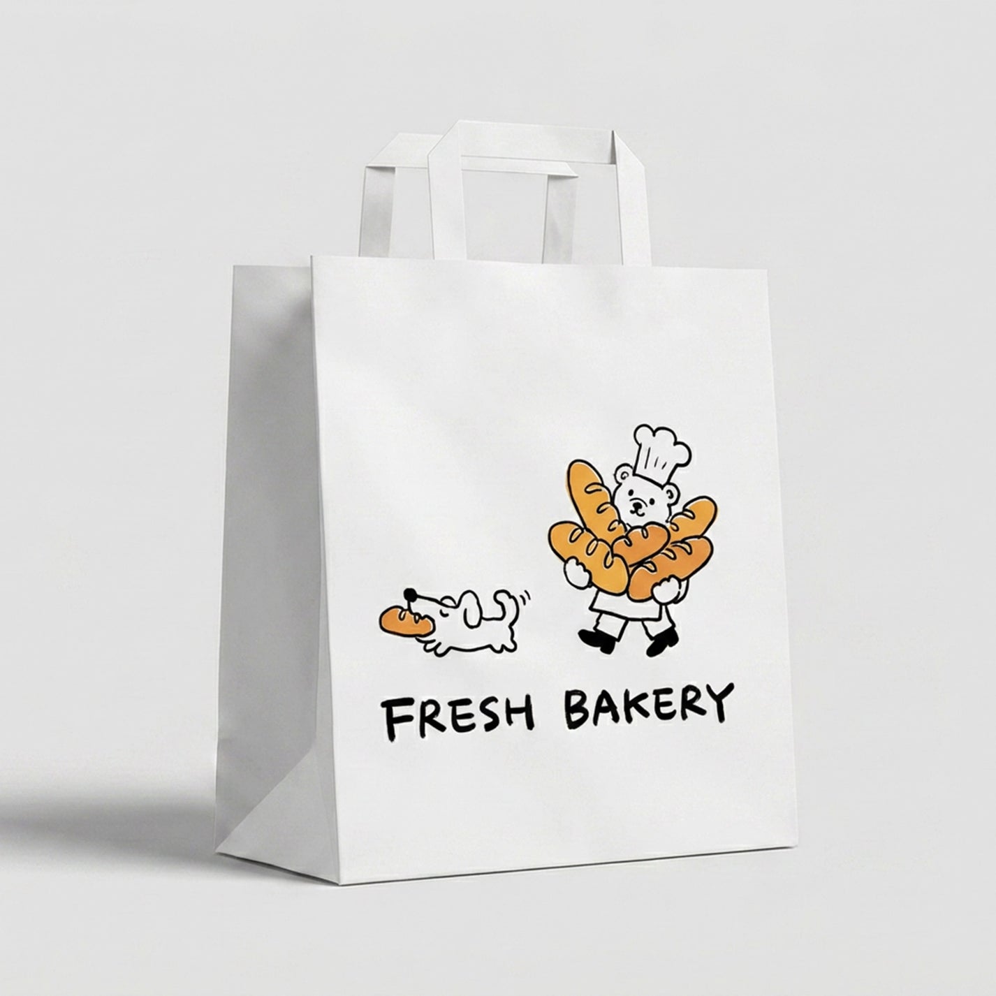 Custom Flat Handle Paper Bags for Bakery