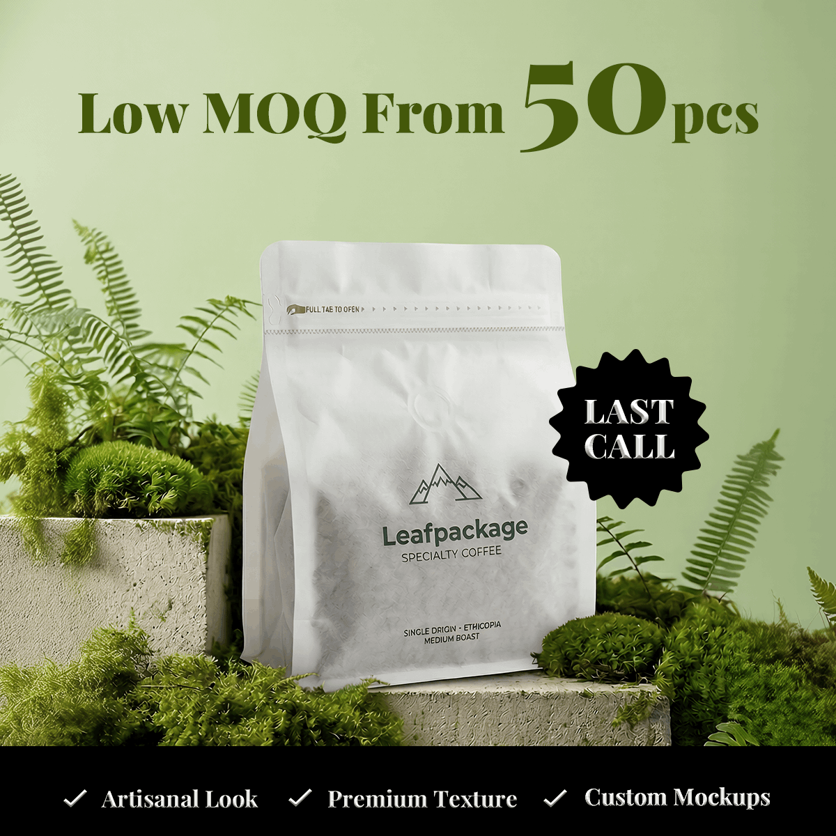 Custom Tissue Paper Coffee Bag with Low MOQ(Trial Order)