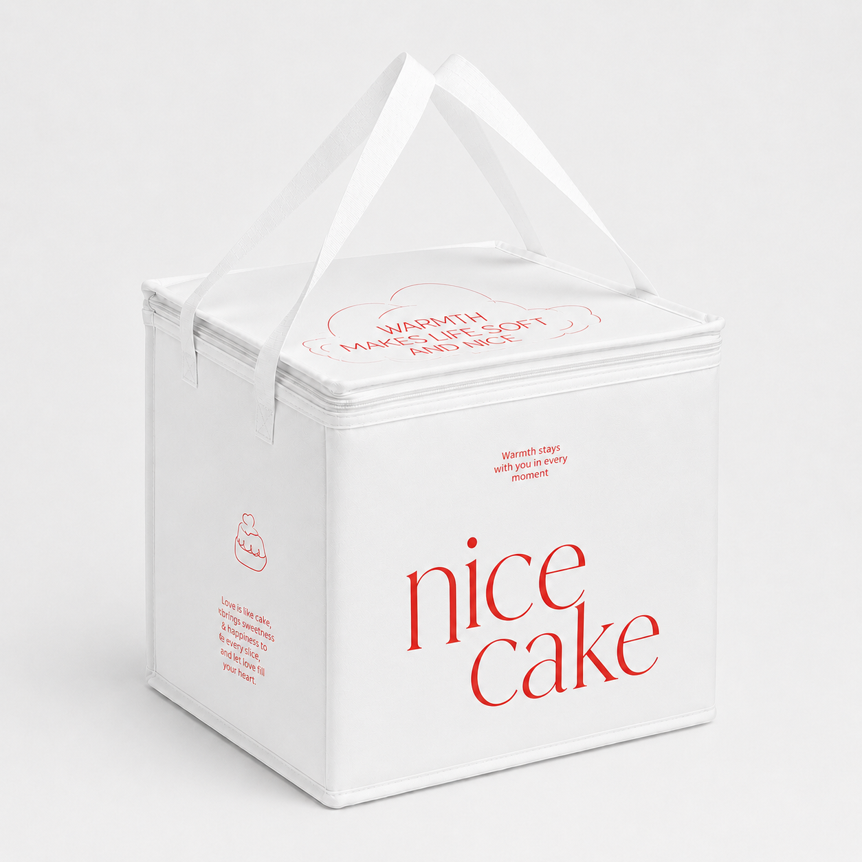 Custom Square Cake Insulated Cooler Takeout Tote Bag with Handle