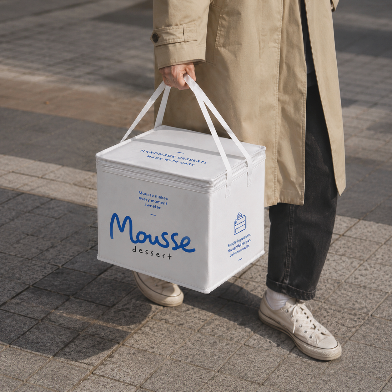 Custom Square Cake Insulated Cooler Takeout Tote Bag with Handle