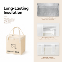 Custom Square Cake Insulated Cooler Takeout Tote Bag with Handle