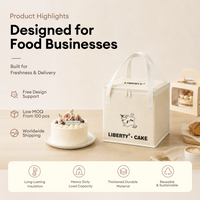 Custom Square Cake Insulated Cooler Takeout Tote Bag with Handle