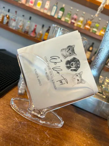 Custom printed napkin in use