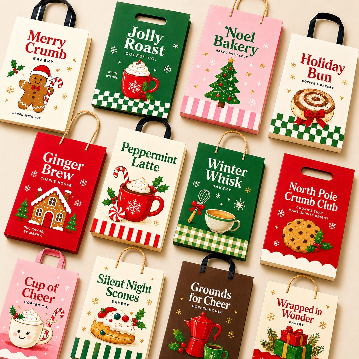 Custom Kraft Paper Takeout Bags with Handles