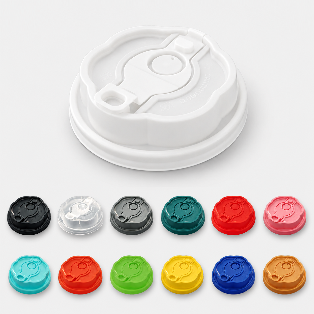Hinged-Tab Coffee Cup Lids – Petal Style, 90mm PP, Ready to Ship