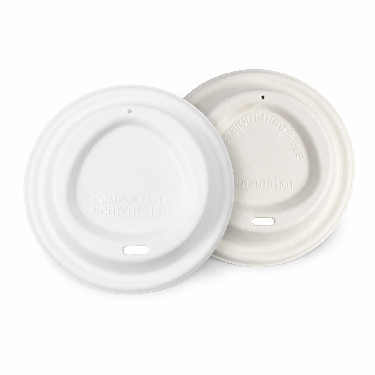 Tapas compostables de fibra de caña de azúcar para tazas de café – 80 mm y 90 mm