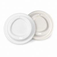 Tapas compostables de fibra de caña de azúcar para tazas de café – 80 mm y 90 mm