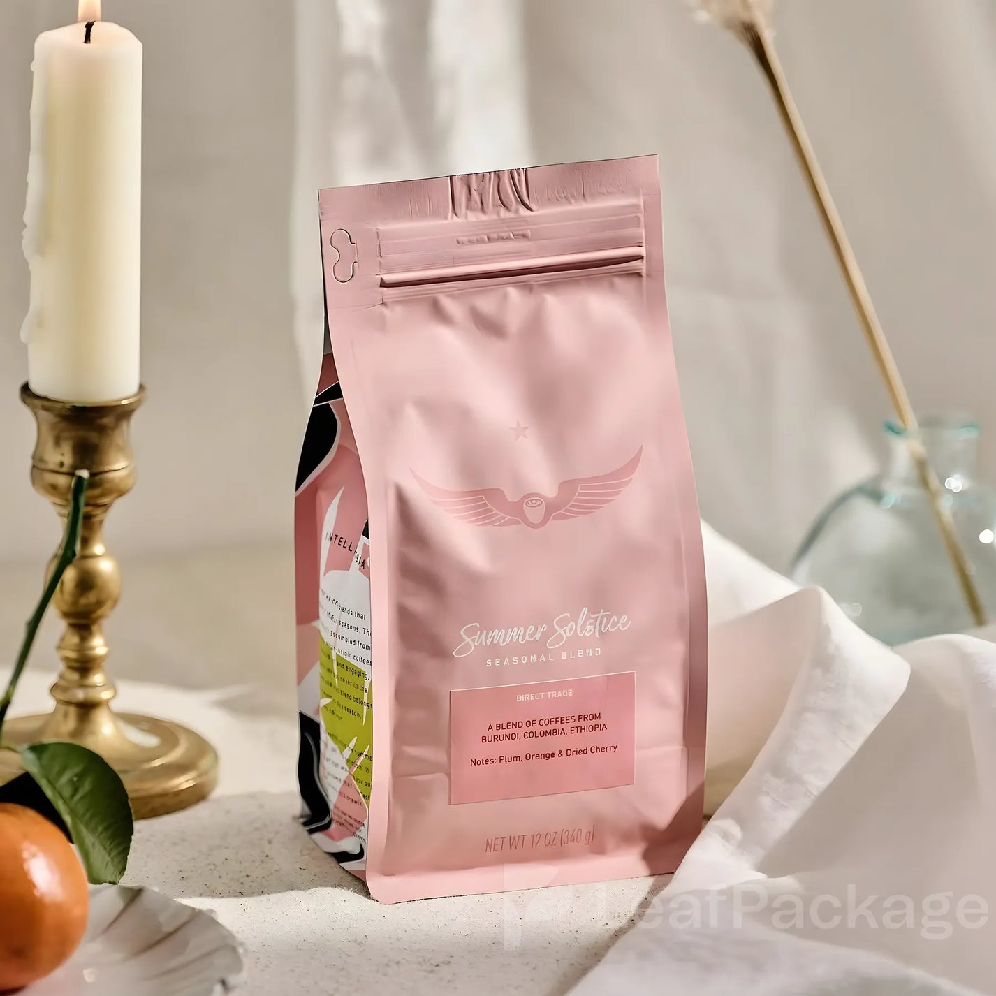 Custom Zipper Flat Bottom Coffee Bag