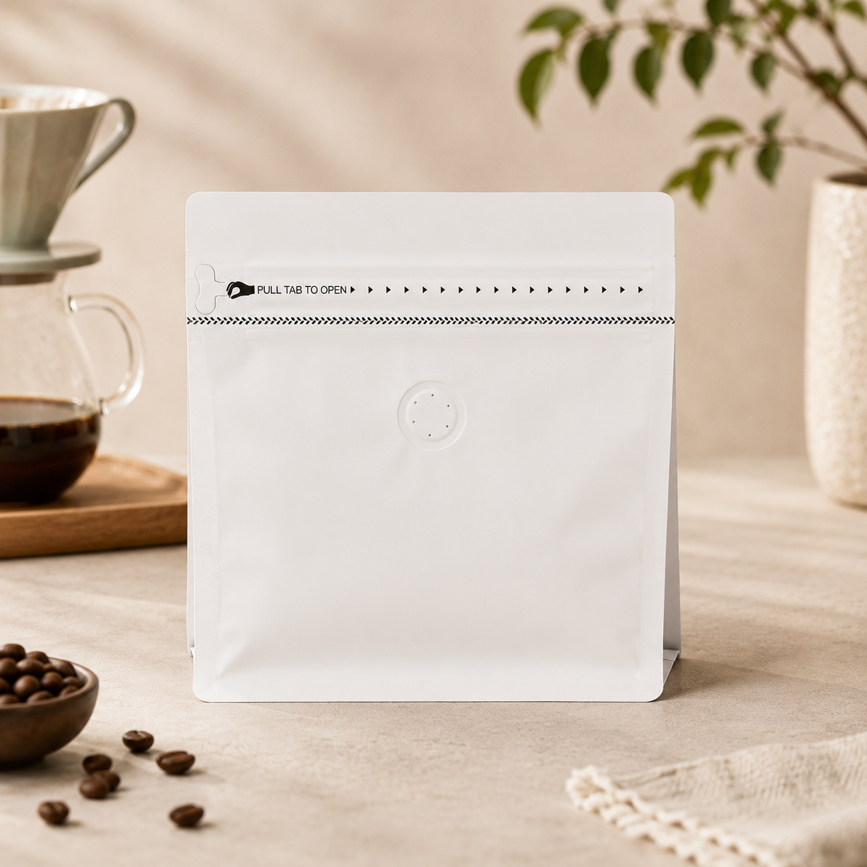 Ready-to-Ship Matte Flat Bottom Blank Coffee Bags – Valve & Zipper Options(No aluminum layer)