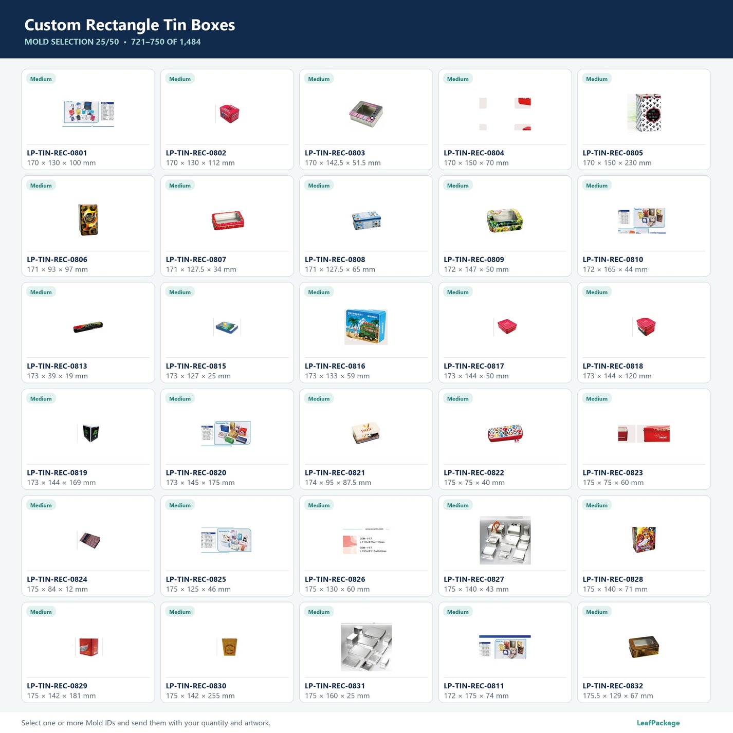 Custom Rectangle Tin Boxes mold selection sheet 25 of 50