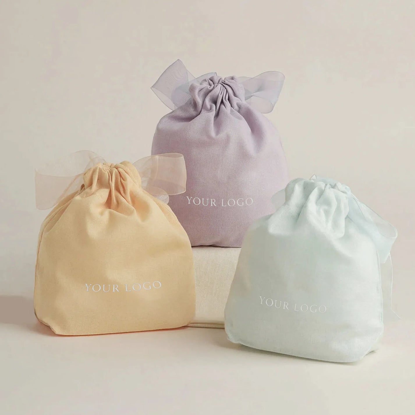 Custom Colored Cotton Jewelry Pouch with Square Bottom