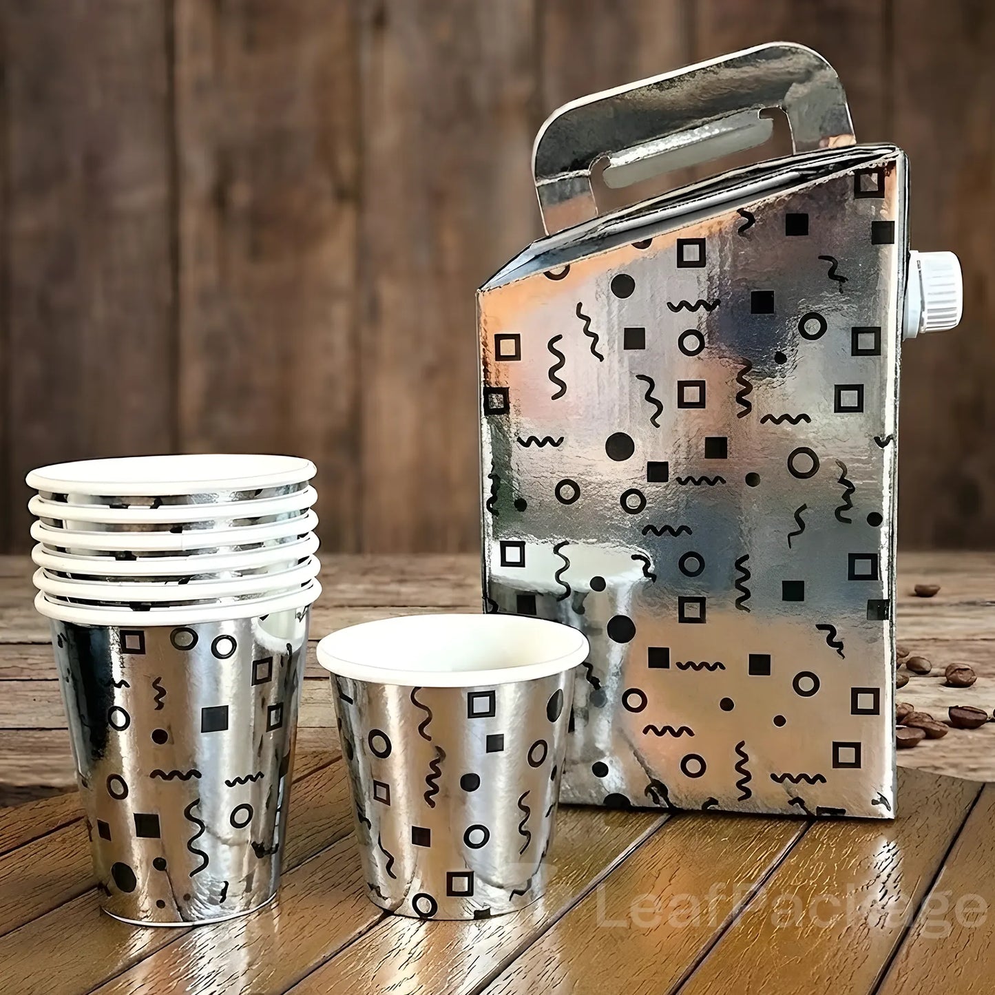 Custom Black & Silver Metallic Paper Coffee Cup