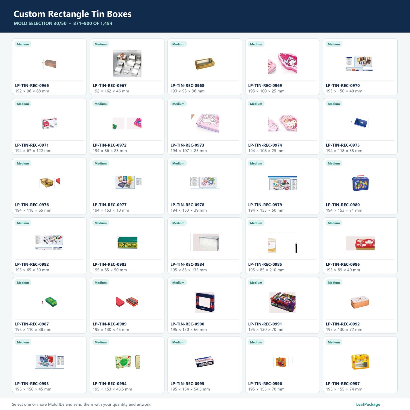 Custom Rectangle Tin Boxes mold selection sheet 30 of 50