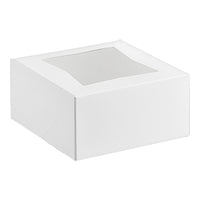 6 × 6 × 3 in · White auto-pop clear window bakery box, reference 245663WBBL