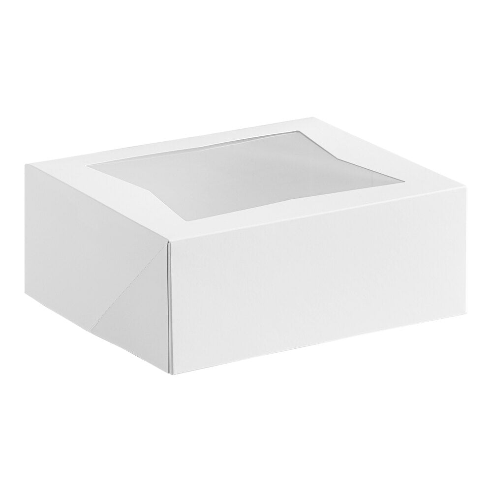 10 1/4 × 8 × 4 in · White auto-pop clear window bakery box, reference 2451084WBBL