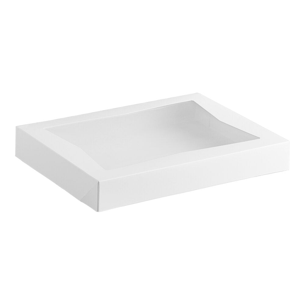 16 × 12 × 2 1/4 in · White auto-pop clear window bakery box, reference 24516122WBBL