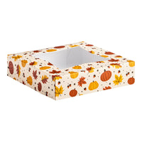 10 × 10 × 2 1/2 in · Autumn Print auto-pop clear window bakery box, reference 24510102WBAUTUMN