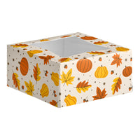 6 × 6 × 3 in · Autumn Print auto-pop clear window bakery box, reference 245663WBBLAUTUMN
