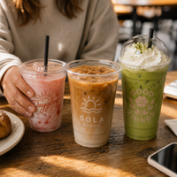 Custom Print Clear PET Plastic Cups with Logo – 98mm Rim
