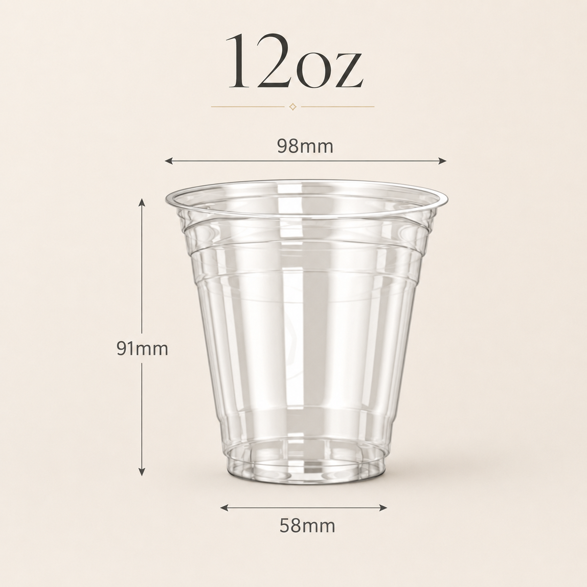 12oz Custom Disposable PET Ice Cream Cups with Logo – 98mm Rim