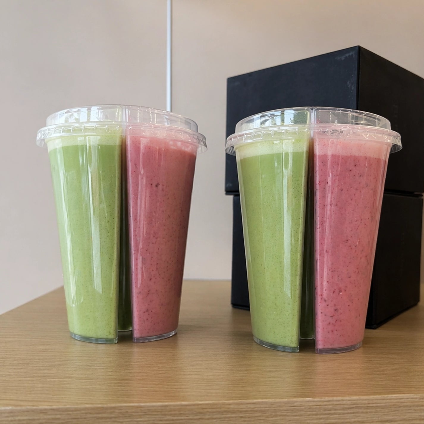 Custom 3-Compartment Plastic Cup for Smoothies & Juices
