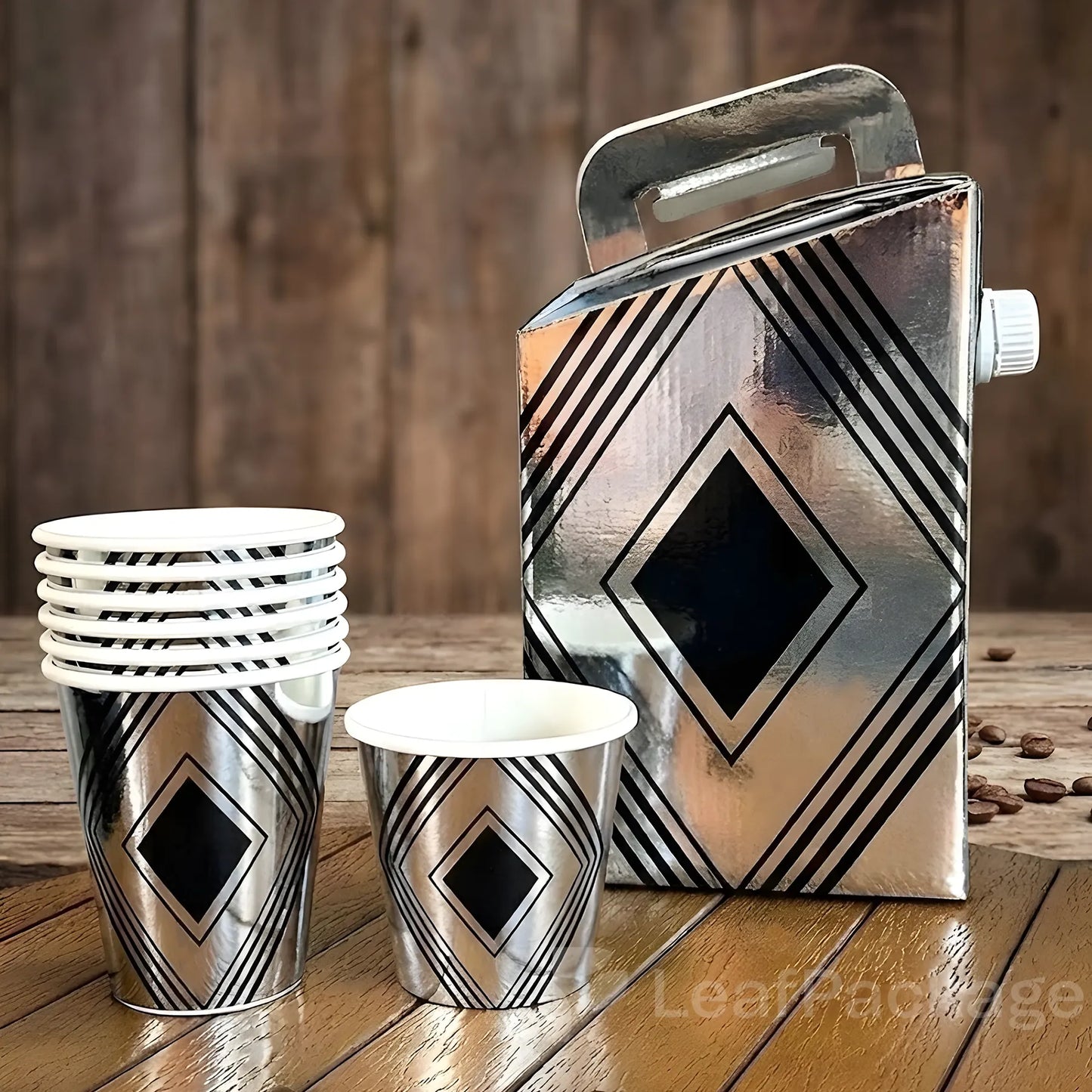 Custom Black & Silver Metallic Paper Coffee Cup