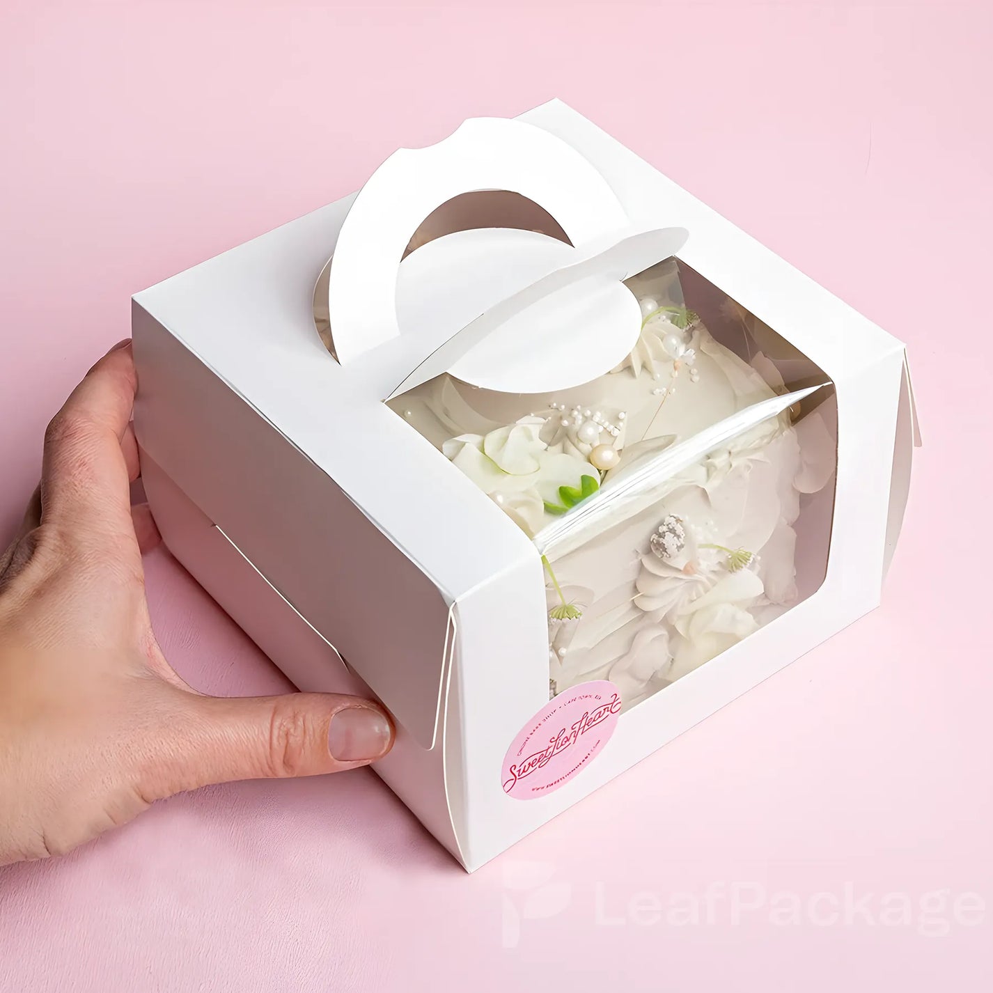 持ち手付き窓付きケーキ箱