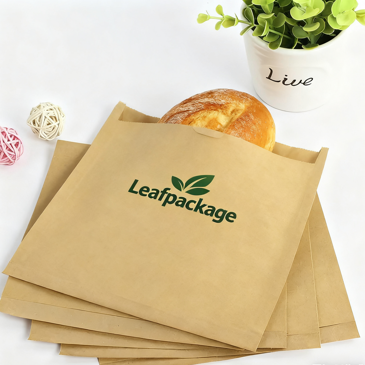 Custom Three-Side Seal Kraft Paper Bags