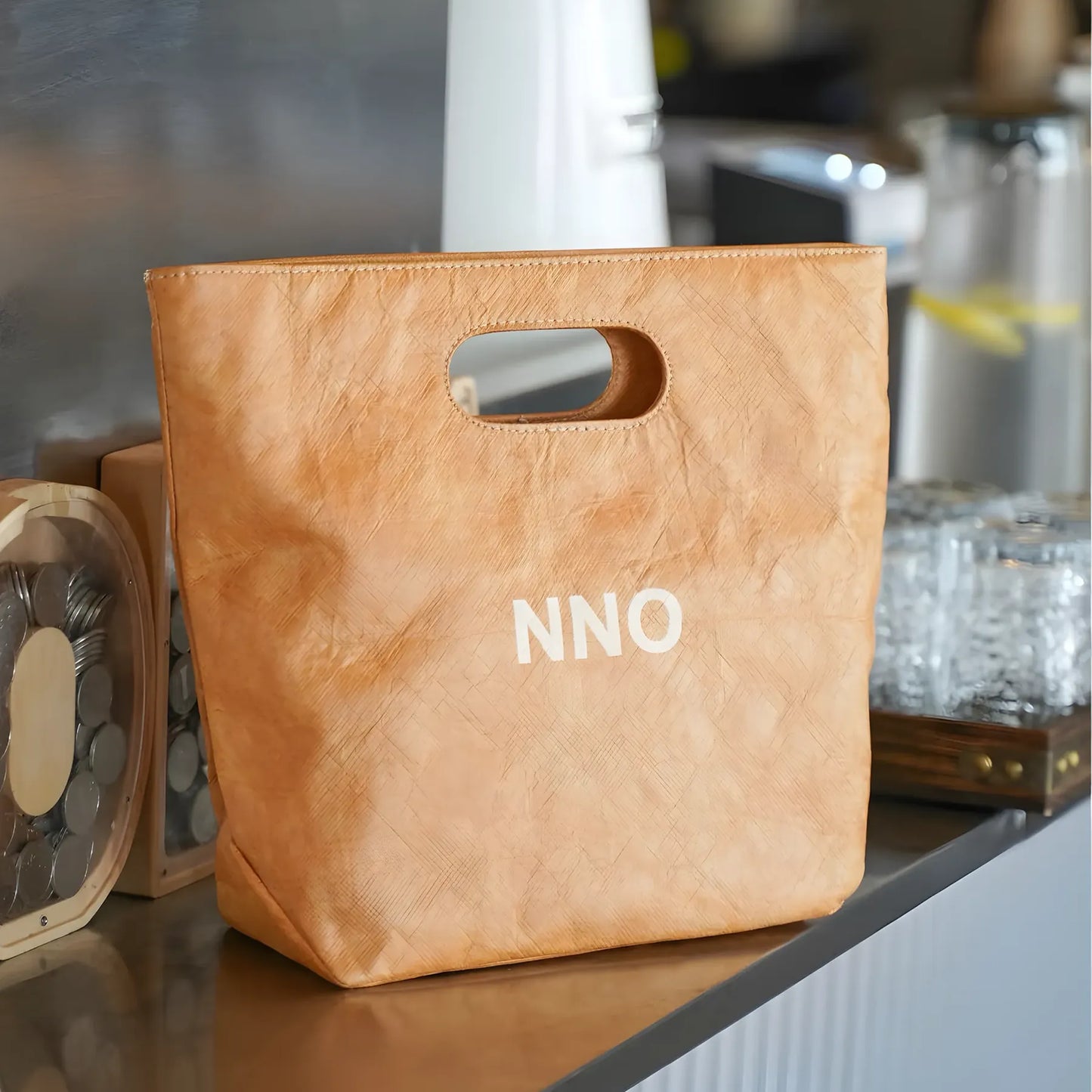 Custom Washable & Durable Kraft Paper Die-cut Handle Tote Bag