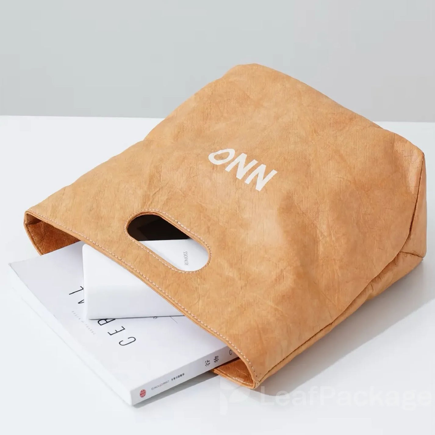 Custom Washable & Durable Kraft Paper Die-cut Handle Tote Bag