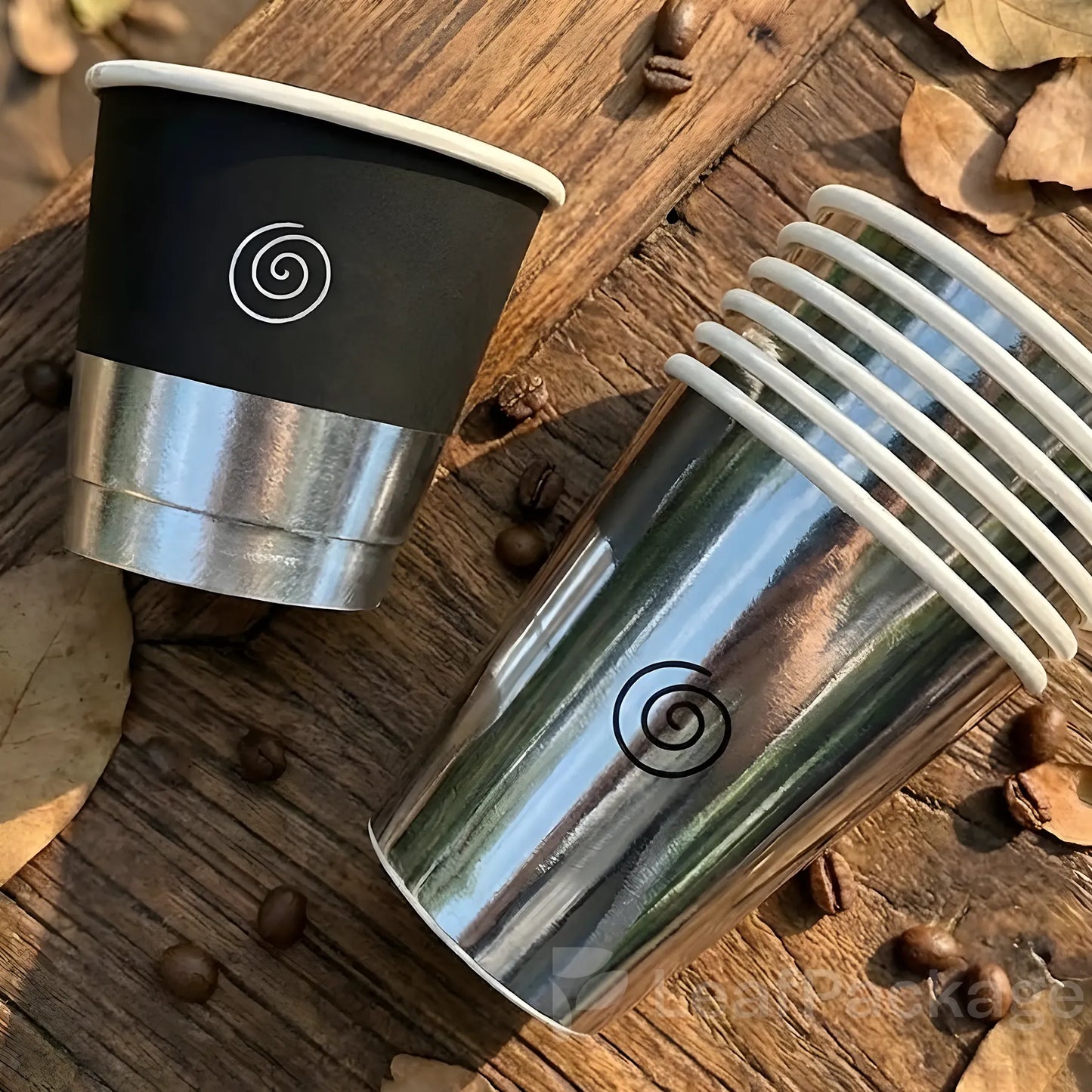 Custom Black & Silver Metallic Paper Coffee Cup