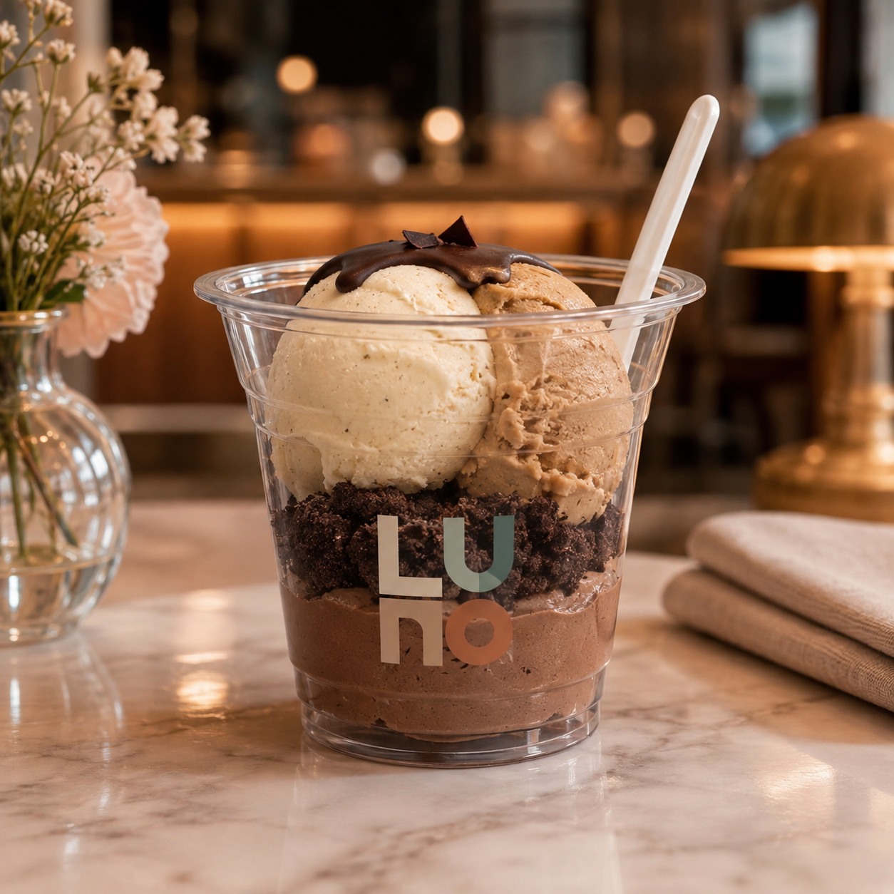 12oz Custom Disposable PET Ice Cream Cups with Logo – 98mm Rim