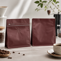 即納対応マットフラットボトム無地コーヒーバッグ – バルブ＆ジッパーオプション