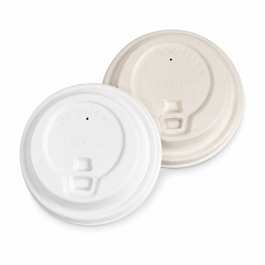 Compostable Sugarcane Fiber Flip-Tab Cup Lids – 80mm & 90mm